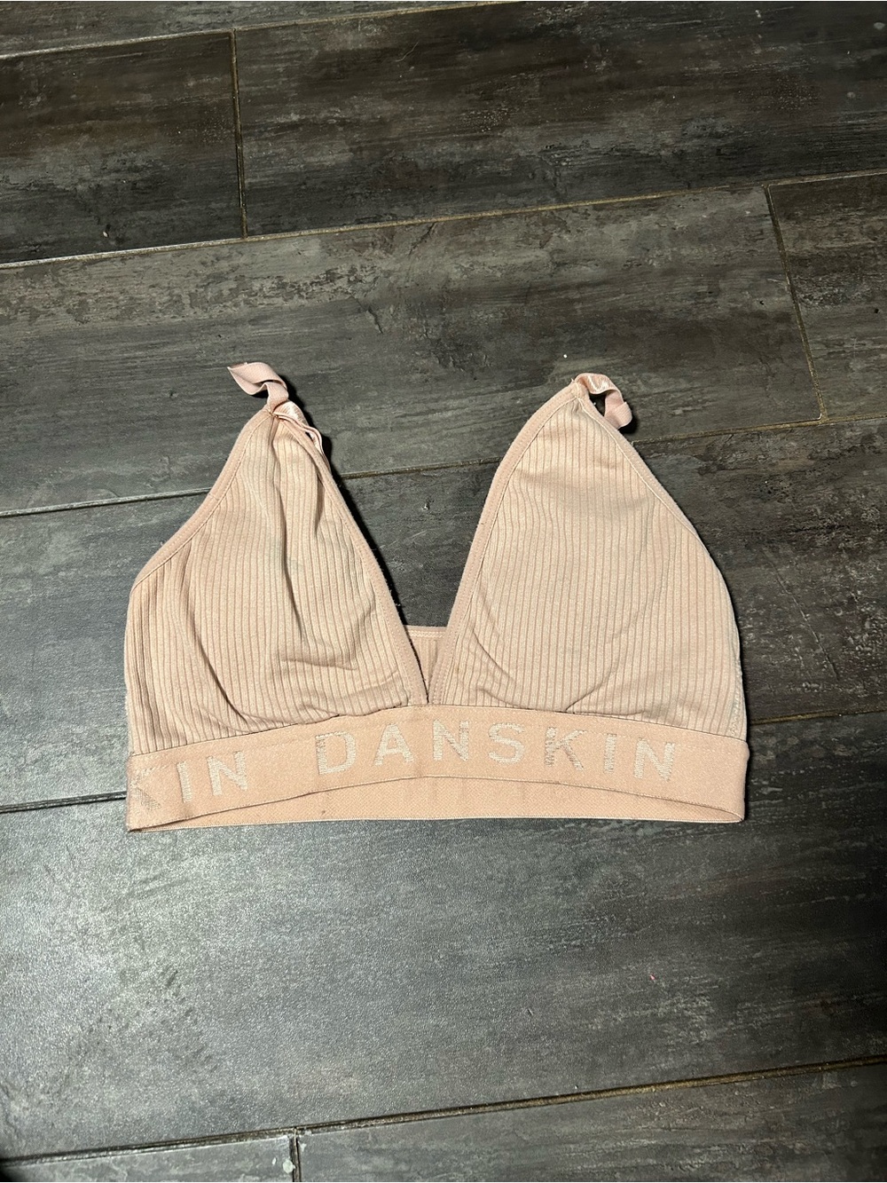 Danskin Ribbed Blush Tie-Shoulder Bralette